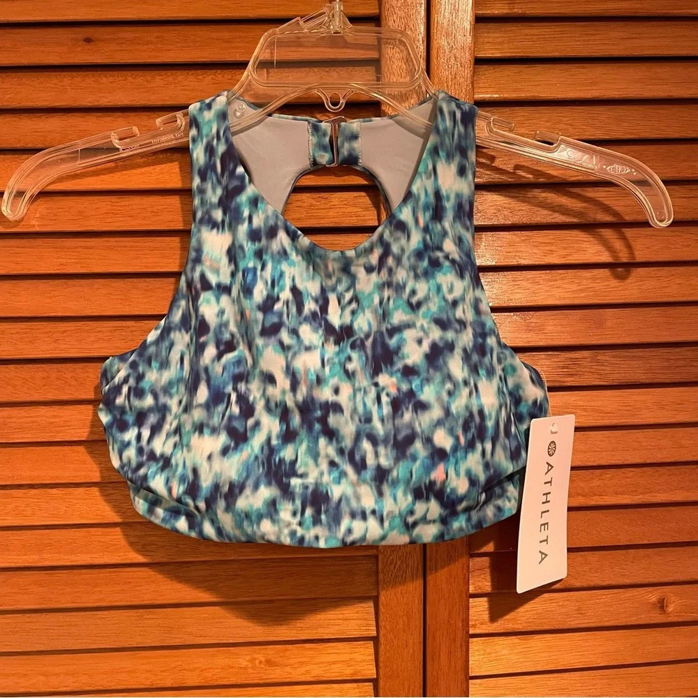 Athleta Women’s Maldives Bra Cup Bikini Top Blue Tie Dye Sz 32B/C - Picture 1 of 6
